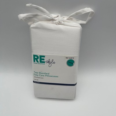 Room Essentials RE Style Two Standard Easy Care Pillowcases 225 Thread Count Whi