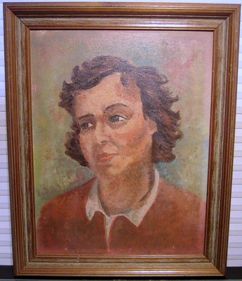 Vtg WPA Era Ashcan Style Oil Painting Portrait Of Woman