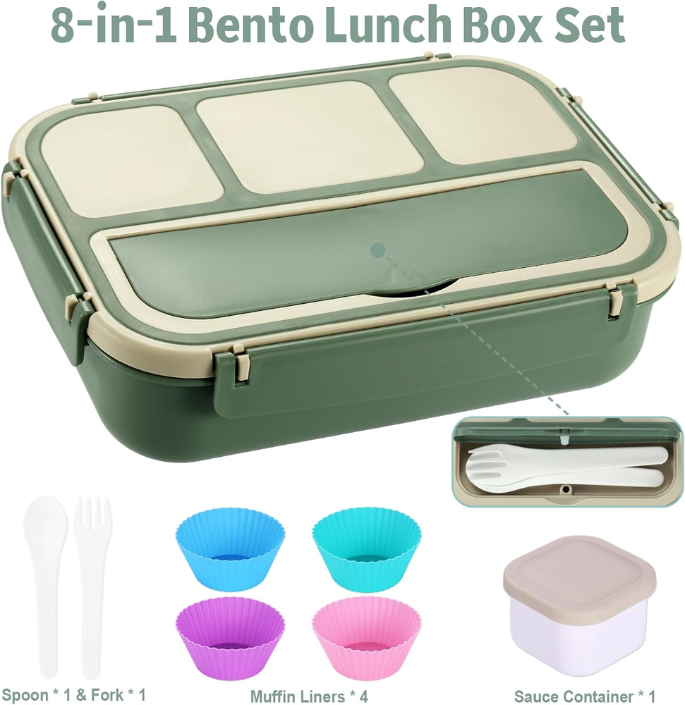 Bento Box Lunch Container for Adults Kids with 4 Compartments