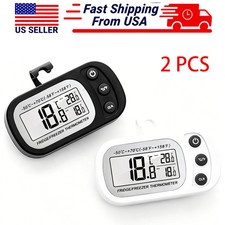 2Pcs Waterproof Refrigerator Thermometer Digital Fridge Freeze Room Thermometer