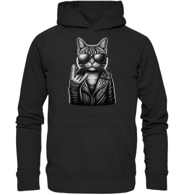 Rocker Katze - Hoodie Kapuzenpullover | Heavy Metal Katzen Kitten Cats