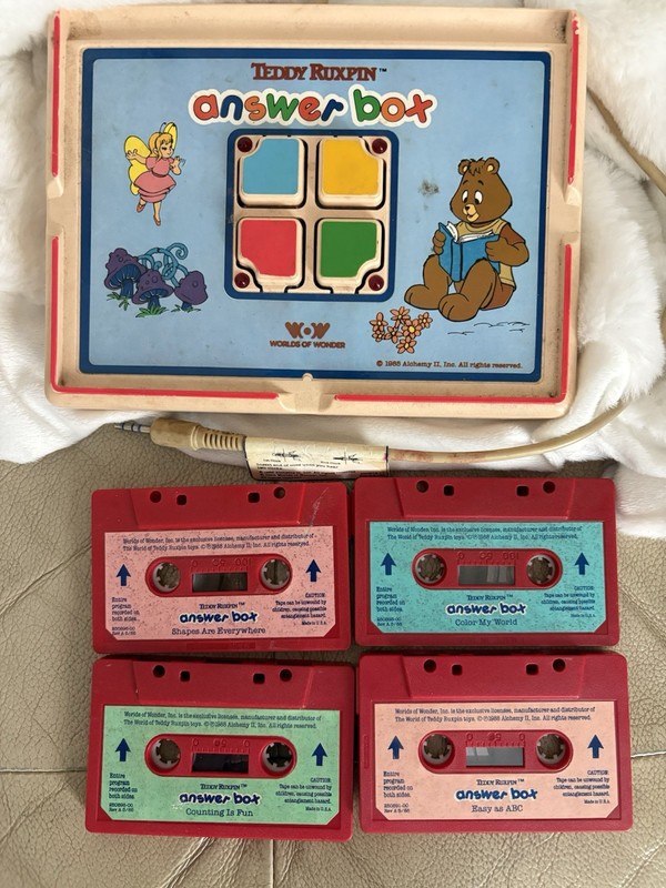 Teddy Ruxpin Answer Box with 4 Answer Box tapes and Books -  Unknown If It Works