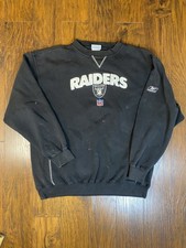 Vtg 90s Oakland Raiders NFL Black Crewneck Pullover Reebok Size XL Grunge Thrash