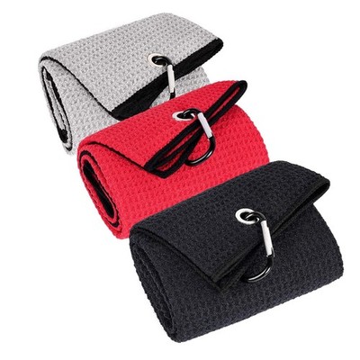 LUSTEMBER 3 Pack Large Golf Towels, 16'' x 24'' Tri-Fold Large, Black+grey+red