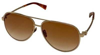 John Varvatos Mens Gold Metal Aviator Sunglass V546, Brown Gradient Lens