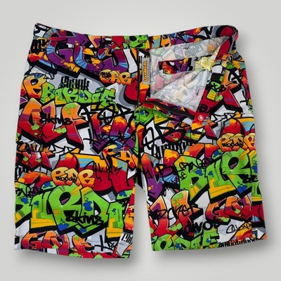 Loudmouth Shorts Mens Size 48 Multicolor Graffiti Chino Stretch 13