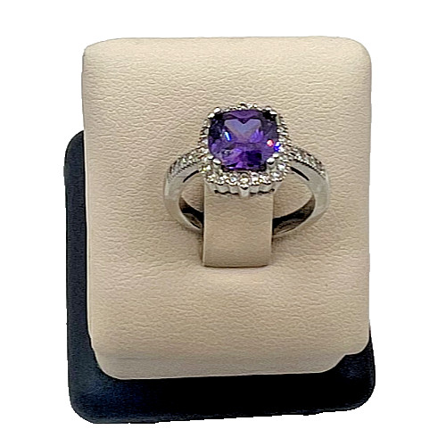 Sterling Silver Amethyst & Cubic Zirconia Ring