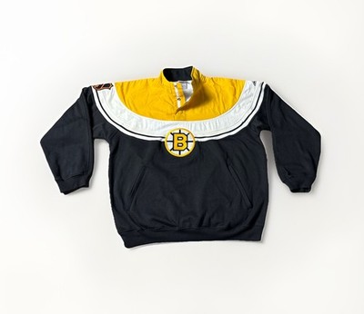 VINTAGE Apex One NHL Boston Bruins Pullover Sweatshirt 1/4 Snap Black Gold M