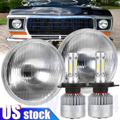7'' inch  Round LED Headlights DRL Hi/Lo Beam Pair For Land Rover Defender 90 110