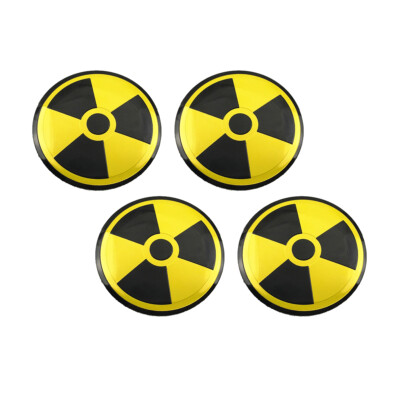 4 Radioactive Biohazard Nuclear Radiation Logo Car Wheel Center Hub Cap Stickers