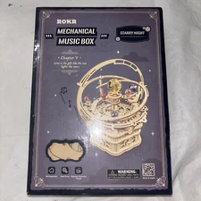 Mechanical Music Box Wooden 3D Puzzle Games DIY Toys Rotatable Model ROKR - G