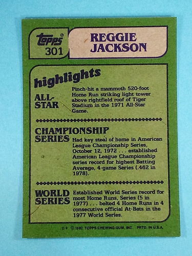 1982 Topps "In Action" Reggie Jackson New York Yankees #301 ⚾ - Picture 2 of 2