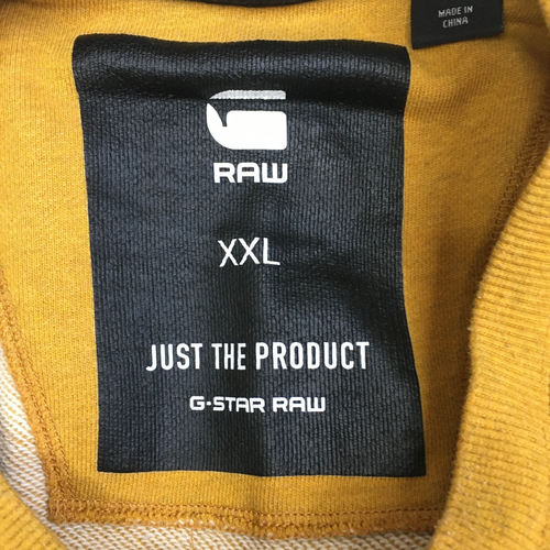 G STAR RAW Men's sz XL/Large Mustard Yellow MATTOW R Logo Print Sweatshirt Shirt - Picture 2 of 15