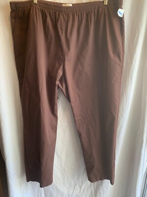Drapers and Damons Plus Size 26W Brown Elastic Waist Pull On Flat Front NEW/TAGS