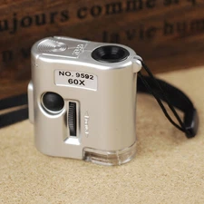 60X Microscope Jeweler Loupe Illuminated Magnifier Glass with LED UV Light 1PCS