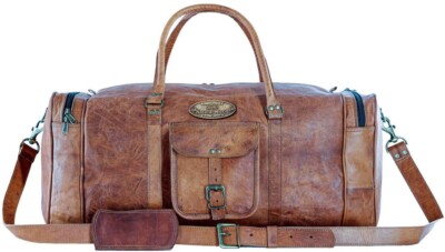 Herren Schwerlast Haltbar Leder Vintage Duffel Reise Fitness Weekend Reisetasche