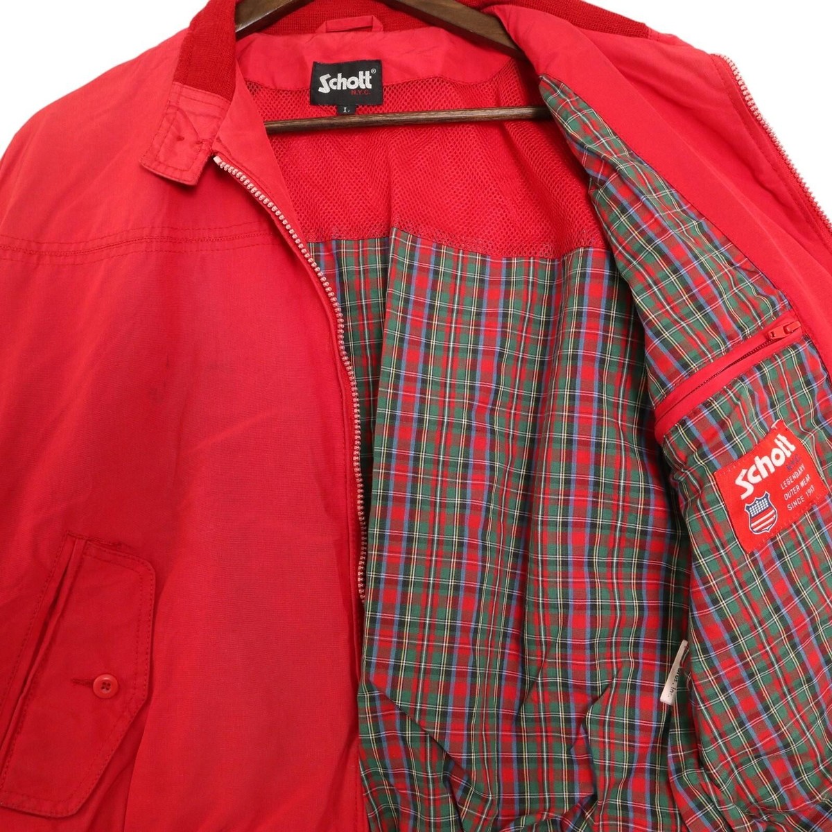 Schott Harrington Jacket Red Cotton FullZIP Size L Mens | eBay