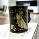 Vintage Federal Milk Glass 8oz Black & Gold Zodiac Coffee Tea Mug Virgo