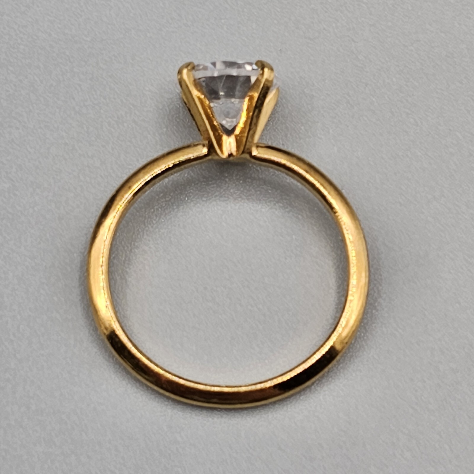 Crystal Solitaire Engagement Ring Round Stone Gol… - image 5