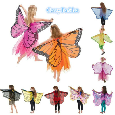 S-D95 Kids Soft Fabric Fairy Butterfly Wings + Mask Book Week Costumes Accessory