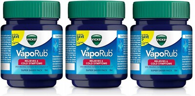 3 X Vicks Vaporub Vaporize Blocked Nose Cough Cold Nasal Congestion Headache 50g