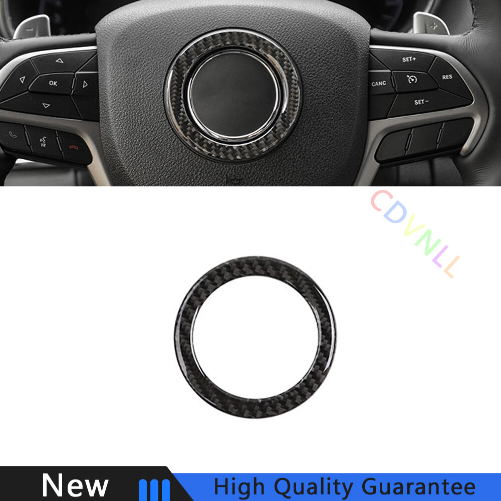 For Jeep Cherokee 14-2020 Real Carbon Fiber Car Steering Wheel Cover Panel Trim