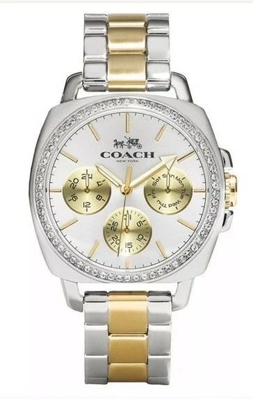 Coach 14503132 Boyfriend Silver Dial Two Tone Stainless Steel 