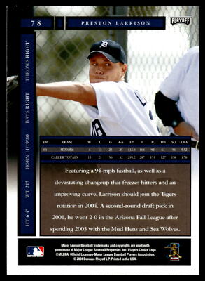 モンチッチ2004　レスリング　野球　日本 2004 Playoff Honors #78 Preston Larrison Rookie Detroit Tigers | eBay