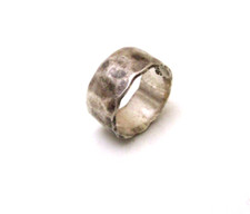 Vintage Sterling Silver 925 MEXICO 10mm Hammered Band Ring Size 7.75 - 7g