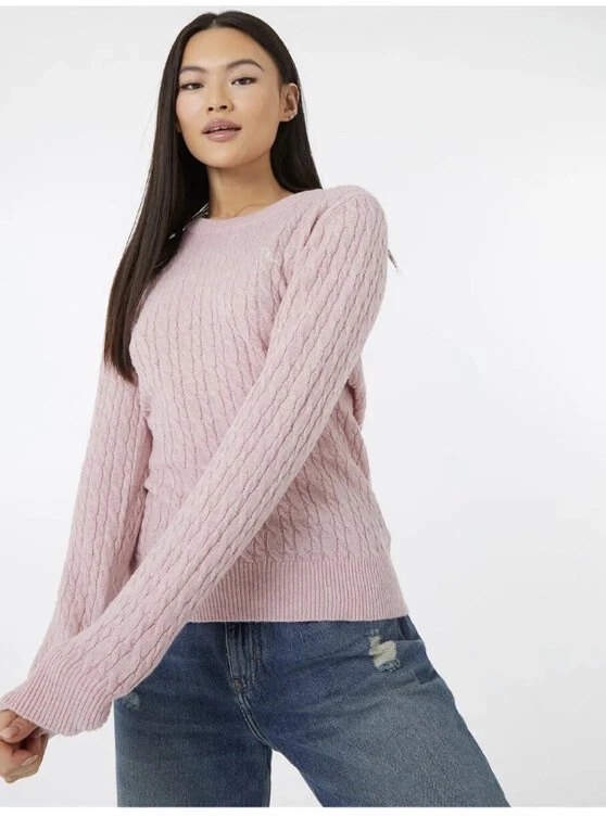 Jack Wills Women s Tinsbury Merino Wool Cable Knitted Sweater Size