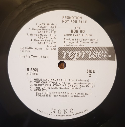 Don Ho – The Don Ho Christmas Album - 1957 Reprise Records RS-6265 - Promotional - Picture 6 of 11