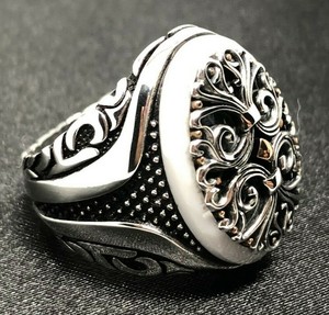925k Sterling Silver Handmade Carved White Onyx Stone Men S Ring Ebay