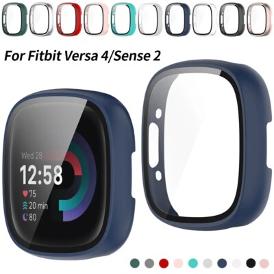 Schutzhülle Für Fitbit Versa 4 / Sense 2 PC Schutz Hülle mit Glas Hülle Display