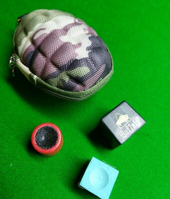 Pool Snooker Handgranate Zubehörset Beutel Schaberformer Kreidehalter
