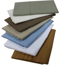 100% Luxury Cotton 300 Thread Count Striped 2 PC Super Soft Pillowcases 