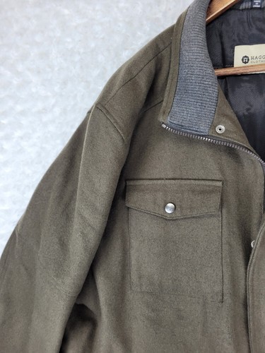 Haggar Brighton Chore Jacket Mens 3XT Moss Green Heavy Wool Utility Cargo Pocket - Picture 4 of 24