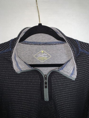 Paradise Collection Thermal/Waffle 1/4 Zip Sweater Black Blue Mens Size L - Picture 3 of 4