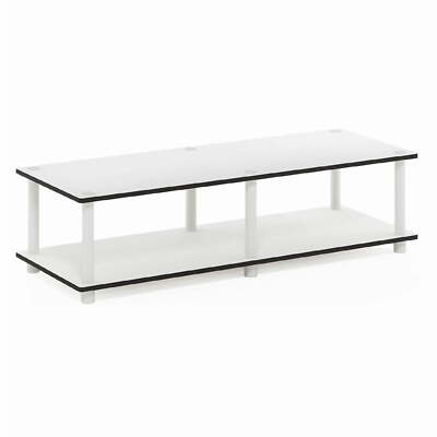 Furinno Just Wood No Tools Wide TV Stand for TV up to 46'' in Light White