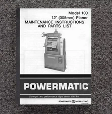 12in Planer Maint. Instructions & Parts List Manual Powermatic Model 100  PM37