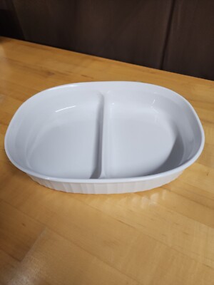Corning Ware French White Oval Divided Casserole Dish MC-6