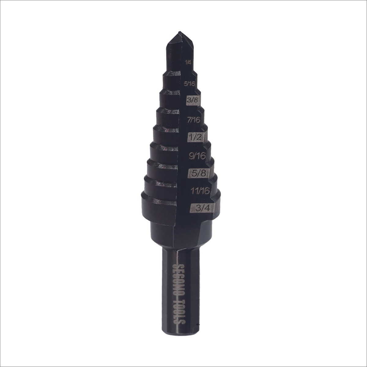 Segomo Tools 1/4 to 3/4 Inch HSS 9 Step Straight Step Drill Bit