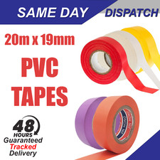 PVC Tape Electrical Insulation 5m - 20m x 19mm Flame Retardent Tapes All Colours