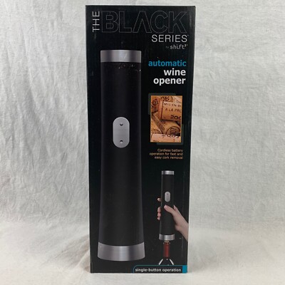 The Black Series by SHIFT3 31511 Automatic Wine Bottle Opener + Foil Cutter Tool