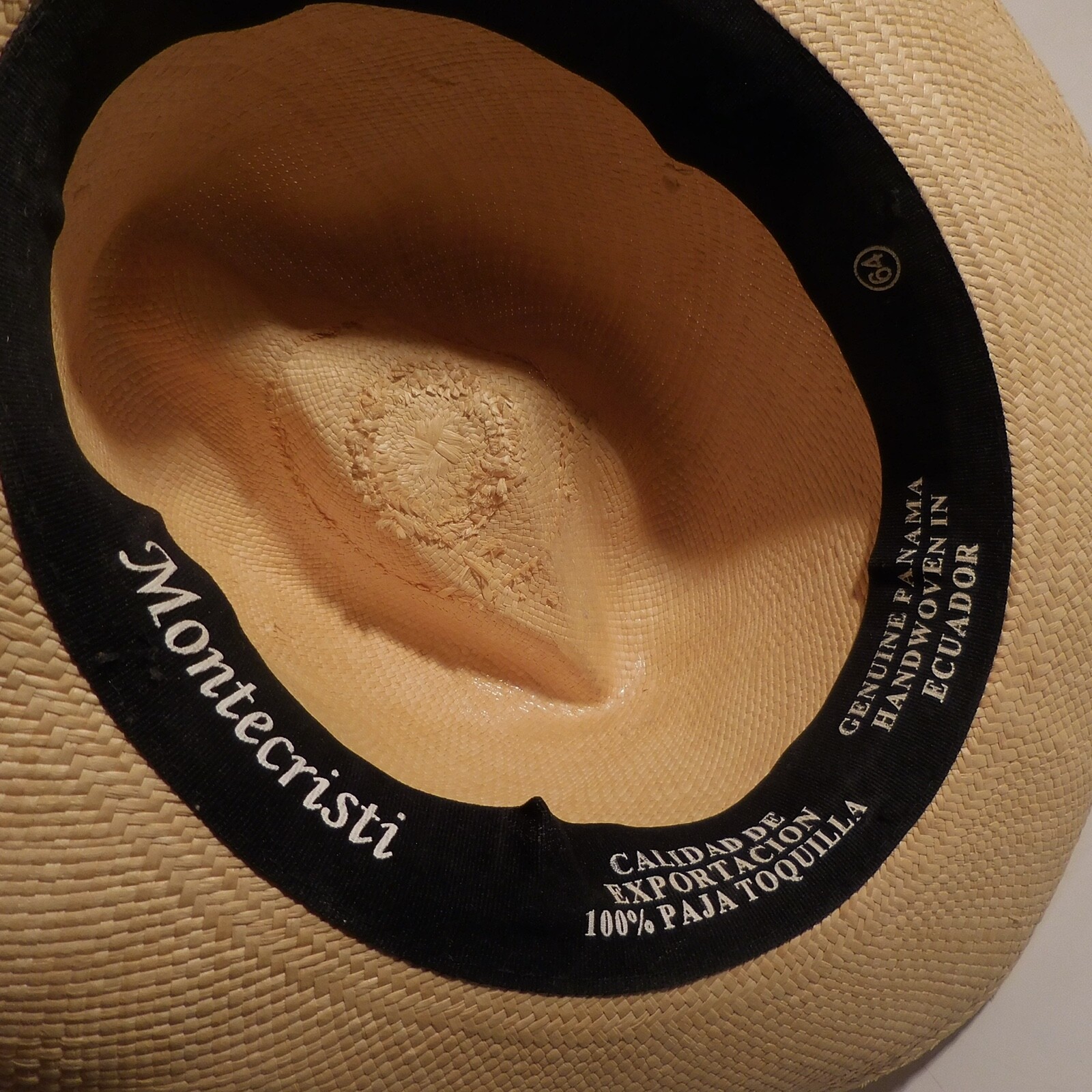 Montecristi Genuine Panama Hat Yellow Handmade For Women Men Art Deco N4671