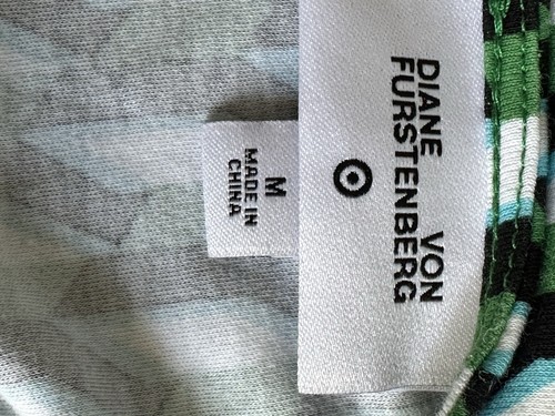 DIANE VON FURSTENBERG x Target Wrap Dress Green Geometric Arrow Midi Size M - Picture 4 of 5