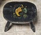 Pennsylvania Dutch Foot stool Black Painted DistelFink bird  Farmhouse Cottage — photo 1