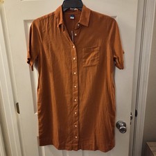 Old Navy sz S rust color linen/rayon shirt dress NWT casual everyday minimalist