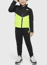 Nike Boy  s 2 Piece Track Jacket  Jogger Pant Set 86F192 Black/Volt, size 4 NWT