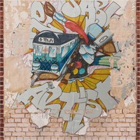 Fototapete Graffiti Vliestapete Steinwand Braun Beige Wohnzimmer Schlafzimmer