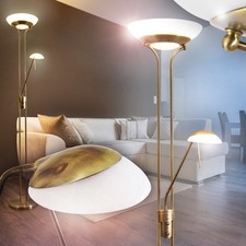 Dimmbare LED Wohn Schlaf Raum Beleuchtung Boden Steh Lampen Lese Leuchte Messing